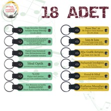 Yeşil & Sarı, Kına Gecesi Davetlilerine Özel Sürpriz, 18’li Set, Kişisel Mesajlı Deri Anahtarlık