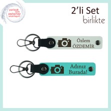 Kız Sevgiliye Özel Fotoğraf Figürlü Doğum Günü Armağanı, Yazı Eklenebilir Set, Beyaz-Turkuaz