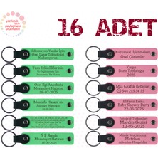 F Yeşili & Pembe, Nişan Törenine Katılanlara Özel Hediye, 16’lı Set, Isim Yazılı Anlamlı Hediyelik