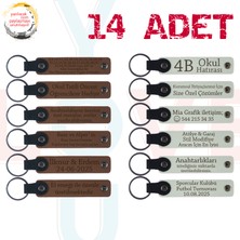 A Kahve & Beyaz, Sınıfça Unutulmayacak Bir Hatıra Için, 14’lü Set, Isimli Deri Hediyelik Ürün