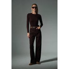 Üksek Bel, Esnek Denim Kumaş Geniş Paça Palazzo Kadın Kot Jean Pantolon @cesena