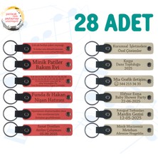 N Çiçeği & S Kahve, 28’li Set, Mesajlı Deri Hatıra Anahtarlık, Yılbaşı Kutlamalarına Anlamlı Anı