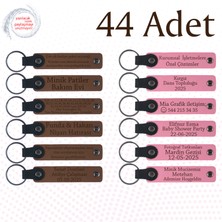 A Kahve & Pembe, Bebek Diş Buğdayı Misafirlerine Armağan, 44’lü Set, Tarih ve Isimli Deri Hediyelik