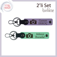 Yaratıcı Ruhlara Özel Armağan, Kamera Desenli Kişisel Anahtarlık Takımı, Mor Menekşe-Açık Yeşil