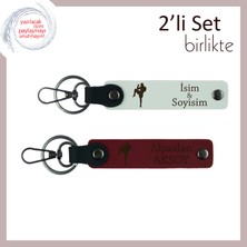 Erkek Arkadaşa Güç Temalı Armağan, Boks Motifli Kişisel Isimli Deri Anahtarlık, Beyaz-Bordo