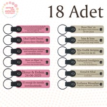 Pembe & S Kahve, 18’li Set, Kişisel Mesajlı Deri Anahtarlık, Ingilizce Öğretmeninden Karne Sürprizi