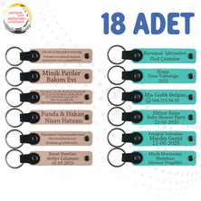 Pudra & Turkuaz, 18’li Set, Kişisel Mesajlı Deri Anahtarlık, Kına Gecesi Davetlilerine Özel Sürpriz