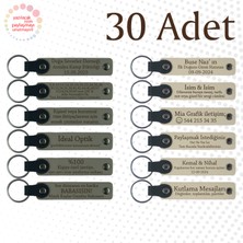 Kül Gri & Sütlü Kahve, 30’lu Set, Kişiye Özgü Yazılı Deri Anahtarlık, Masa Tenisi Turnuvasına Hediye