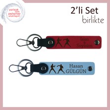 Antrenör Sevgiliye Armağan, Combat Desenli, Isme Yazılabilir Anahtarlık Takımı, Kırmızı-Gök Mavi