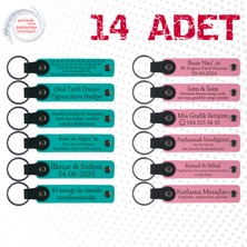 Koyu Turkuaz & Pembe, 14’lü Set, Isimli Deri Anahtarlık, Kurumsal Seminerlere Katılanlara Hediye