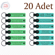 F Yeşili & Turkuaz, Düğün Davetlilerine Değer Katan Hediye, 20’li Set, Kişiye Özel Deri Anahtarlık