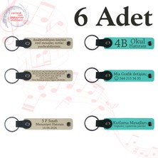 S Kahve & Turkuaz, Doğum Günü Partilerine Özel Sürpriz, 6’lı Set, Isim Yazılabilen Deri Anahtarlık