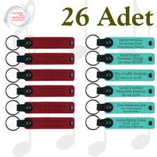 Kırmızı & Turkuaz, 26’lı Set, Isim Yazılabilen Deri Anahtarlık, Müzik Kursu Katılımcılarına Anı