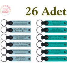 G Mavi & K Turkuaz, Yılbaşı Kutlamalarına Özel Anı, 26’lı Set, Isim Yazılabilen Deri Anahtarlık