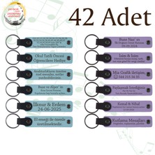 Gök Mavi & Mor Menekşe, 42'li Set, Isim Yazılabilir Hediyelik Anahtarlık, Öğrencilere Okul Hatırası