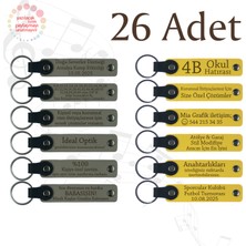 Kül Gri & Sarı, 26’lı Set, Isim Yazılabilen Deri Anahtarlık, Müzik Atölyesi Katılımcılarına Anı