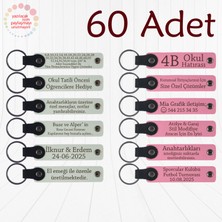 Beyaz & Pembe, Yardım Organizasyonlarına Katkı Hediyesi, 60’lı Set, Kişiye Özgü Yazılı Anahtarlık