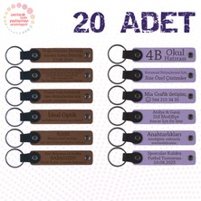 A Kahve & Mor Menekşe, Müzik Kursu Öğrencilerine Özel Anı, 20’li Set, Kişiye Özel Yazılı Anahtarlık