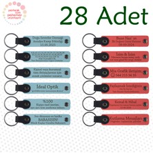 Gök Mavi & Nar Çiçeği, 28’li Set, Mesajlı Deri Hatıra Anahtarlık, Kına Gecesi Misafirlerine Özel Anı