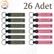 K Gri & Pembe, 26’lı Set, Isim Yazılabilen Deri Anahtarlık, Yaratıcı Yazarlık Kursu Katılımcılarına