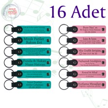 Koyu Turkuaz & Pembe, 16’lı Set, Isim Yazılı Anlamlı Deri Hediyelik, Doğa Gezisi Grubuna Veda Anısı