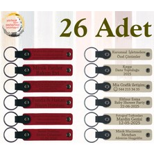 Kırmızı & S Kahve, 26’lı Set, Isim Yazılabilen Deri Anahtarlık, Kodlama Kursu Katılımcılarına Anı