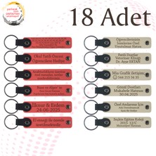 N Çiçeği & S Kahve, 18’li Set, Kişisel Mesajlı Deri Anahtarlık, Fen Öğretmeninden Sınıfına Hatıra