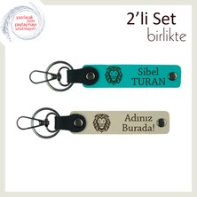 Erkek Tarzına Karizmatik Dokunuş, Aslan Başlı Kişisel Yazı Eklenebilir Anahtarlık, K Turkuaz-S Kahve