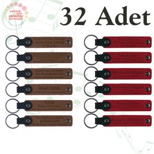 A Kahve & Kırmızı, Seramik Atölyesi Katılımcılarına Anı, 32’li Set, Isim ve Tarihli Deri Hediyelik