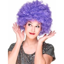 Mor Renk Kıvırcık Afro Bonus Peruk Parti Peruğu