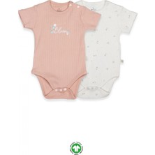 Bistyle Flying Bloom White Yarım Kol 2'li Body 17118 Ekru Gül Kurusu