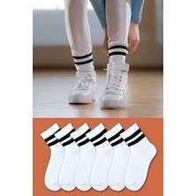 Esinti Erkek Çorap Düz Desenli Beyaz 6 Parça %80 Pamuk Esnek Kolej Tipi