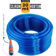 Bx  20 Metre Silikonlu Bahçe Hortumu Sulama Aparatı Hediyeli