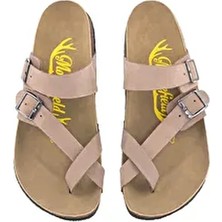 Moosefield Hakiki Deri Unisex Yazlık Eskitme Vizon Nubuk Terlik Konforlu Günlük Kullanım İçin