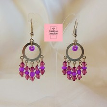 Crystal Atelier Kristal Boncuklu Halka Küpe – Zarif Sallantılı Kadın Küpe, Işıltılı Modern Takı, Hediyelik Şık Aksesuar, Boncuklu Halka Küpe, Günlük ve Özel Gün Kullanımı Için Tasarım