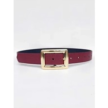 Kemerix Kadın Bordo Suni Deri Kemer Gold Tokalı Şık Tasarım ile Günlük ve Özel Kullanım İçin