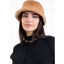 Tavşan Tüyü Peluş Bucket Kova Moda Kadın Kışlık Şapka