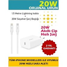 Orijinal Iphone 20W (14, 13, 12, 11, X, 8, 7) Uyumlu Güç Adaptörü 1.5m Kablo Hediye