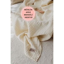 Kenar Dikişli Ekru Müslin 4katlı Müslin Bebek Müslin Çocuk Müslin Örtü 100X100CM