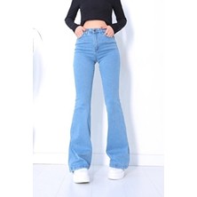 All Star Ispanyol Jeans Ispanyol Kot Yüksek Bel Solmaz Acık Mavi Ispanyol Kot Pantolon ( Likralı )