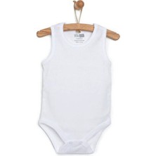 Hellobaby Unisex Beyaz Body Çıtçıtlı Bisiklet Yaka Atlet Kol Beyaz