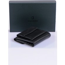 Grande Hakiki Deri Kadın Cüzdan Siyah 2614