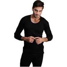 Bora Siyah Erkek Kısa Kol Yarım Kollu Don Takım Içlik Doğal Yün