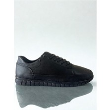 G Gür Moda Tam Ortopedik Siyah Erkek Ayakkabı Suni Deri Düz Taban Rahat Günlük Kullanım