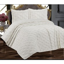 Prestij Puffy Yakut 2 Parça Tek Kişilik Yatak Örtüsü, Pike Örtüsü (180X240)-KREM