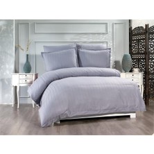 Satin Kinox Armürlü Çift Kişilik Nevresim Takımı Gri