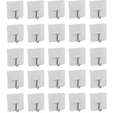 25 Adet Kendinden Yapışkanlı Şeffaf Askı Metal Kancalı Askılık