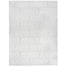 Kendinden Yapışkanlı Esnek Köpük Beyaz Duvar Kağıdı Paneli 3D Boyutlu Tuğla Desen 70*50