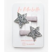Le Mabelle Gümüş  Simli Yıldız Figürlü 2'li Kız Çocuk Klips Toka