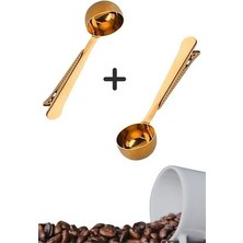 Buffer ® Çok Fonksiyonlu Paslanmaz Çelik Kahve Ölçü Kaşığı 2 Adet Gold Mandallı